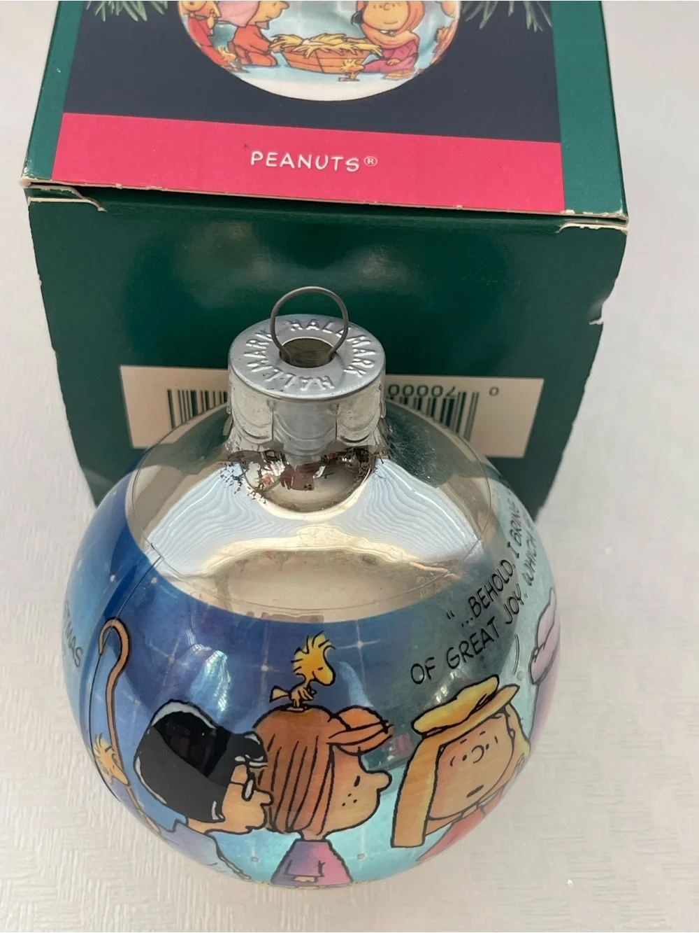 HALLMARK KEEPSAKE 1992 Peanuts Christmas Ornament Glass Ball VINTAGE